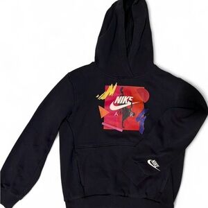 Nike Kids Black Hoodie with Colorful Graphic